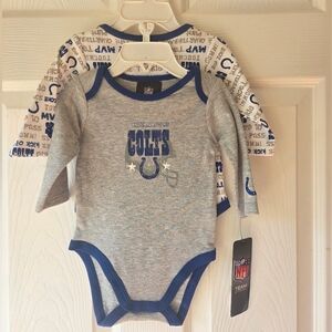 NFL Indianapolis Colts Baby 0-3 Months NWT 2 Pack Blue and Gray 100% Cotton